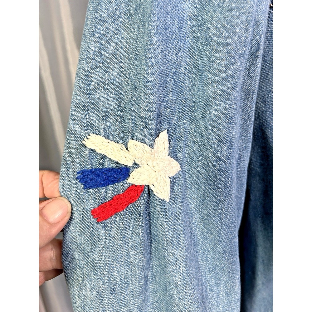 Beautiful Denim & Co. Heavy Embroidered Jean Jacket Women's Denim Floral Boho 1X - Picture 9 of 16